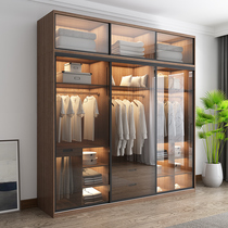Zhongge home bedroom wardrobe metal glass wooden door wardrobe light luxury custom push-pull sliding door ecological board big wardrobe