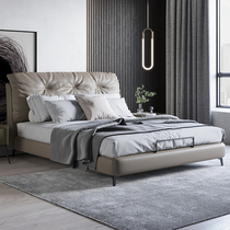 Georgia Italian light luxury wind zhen leather bed 1 8 meters double master bed modern minimalist fashion creative wedding bed