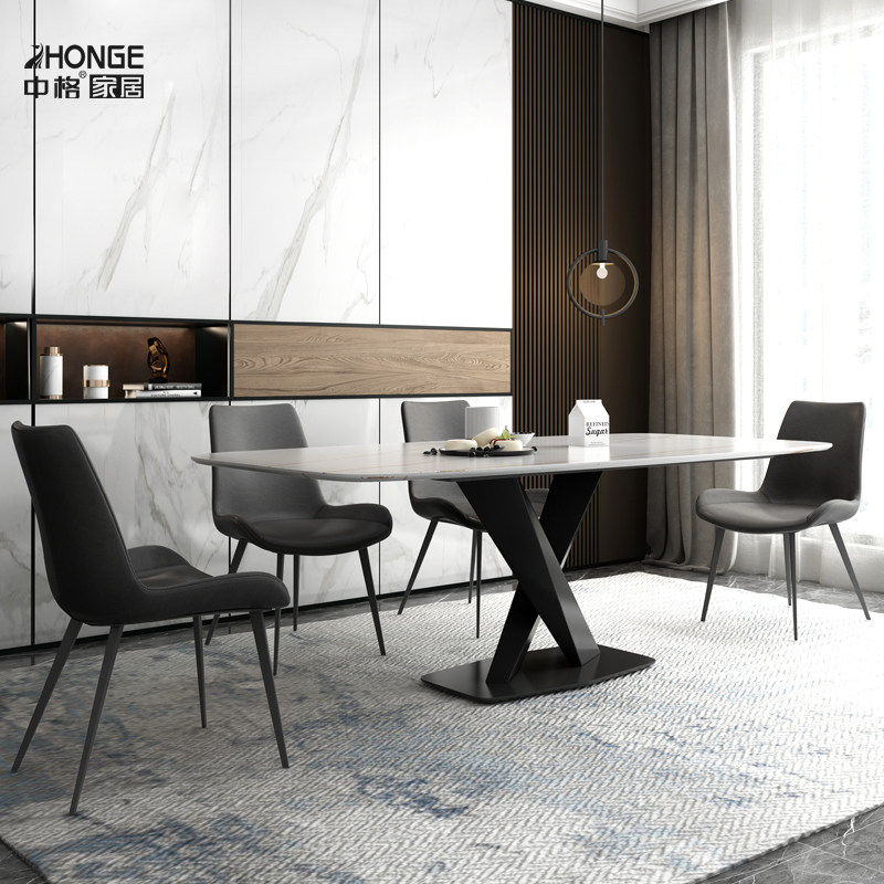 Middle Grace style extremely minimalist rock plate dining table and chairs Combined modern minimalist small family dining table Gentable design light and luxurious dining table