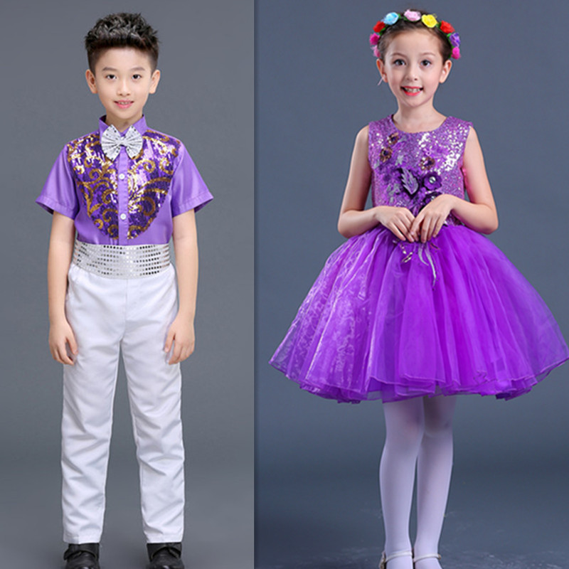 Quần áo biểu diễn cho trẻ em, trang phục của bé trai, chủ nhà, bộ đồ, trang phục trẻ em, mẫu giáo nam, trường hợp xướng tiểu học thời trang bé gái
