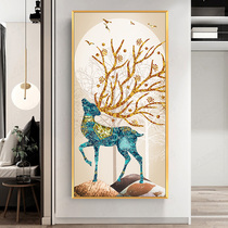 Cai deer cross stitch 2021 New thread embroidery living room porch vertical version of elk embroidery their own embroidery lucky deer hand-made full embroidery