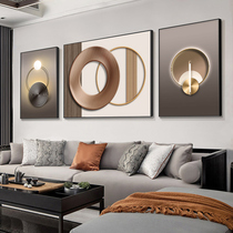 Light luxury living room decoration painting modern simple triple painting metal geometry Crystal porcelain painting sofa background wall hanging painting mural