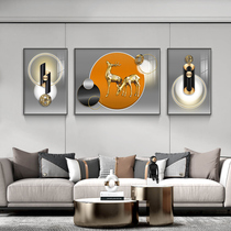 Sanlian painting living room decoration painting modern light luxury atmosphere light and shadow geometry lucky deer sofa background wall painting mural