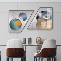 Restaurant wall decoration painting light luxury style trapezoidal background wall hanging painting Crystal porcelain two geometric abstract bedroom mural