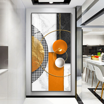 Door entrance decorative painting light luxury modern simple geometric abstract entrance corridor aisle vertical painting Crystal porcelain painting