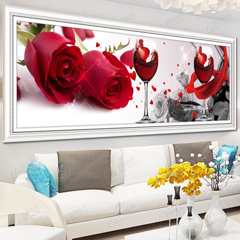 Rose Cross embroidered 2021 new line embroidered lovers' love living room simple bedroom home handmade (clear cabin)