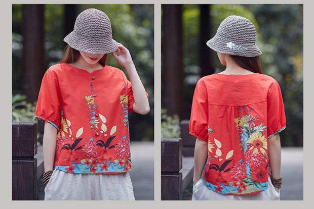 Phụ nữ trung niên gió quốc gia mùa hè áo mới cotton và áo sơ mi vải lanh thời trang mẹ đầm ngắn áo sơ mi hè - Quần áo của mẹ áo khoác phụ nữ lớn tuổi