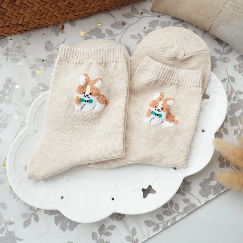 2024 Korean New Corgi-Themed Socks Corgi Puppy Corgi Dog Head Green Bow Tie Cute Plush Face Socks 2024 Korean New Corgi-Themed Socks Corgi Puppy Corgi Dog Head Green Bow Tie Cute Plush Face Socks