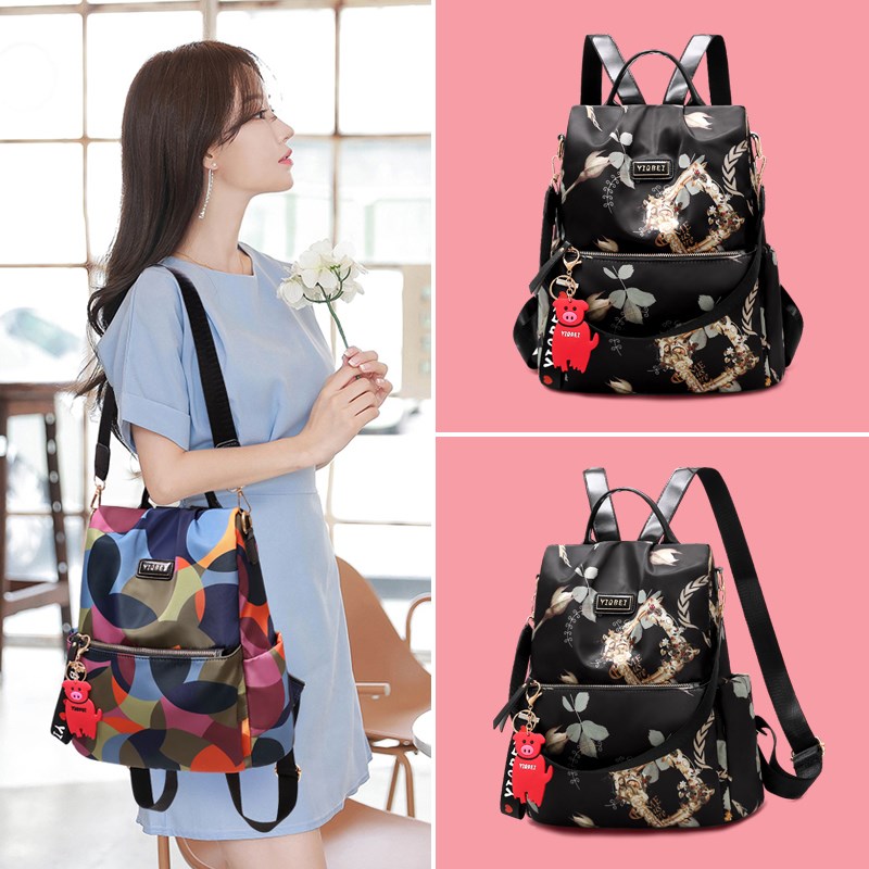 Hong Kong Double Shoulder Bag Women 2020 New Fashion Oxford Cloth 100 Hitch Theft Travel Bag Overfire Waterproof Printed SHOULDER BAG