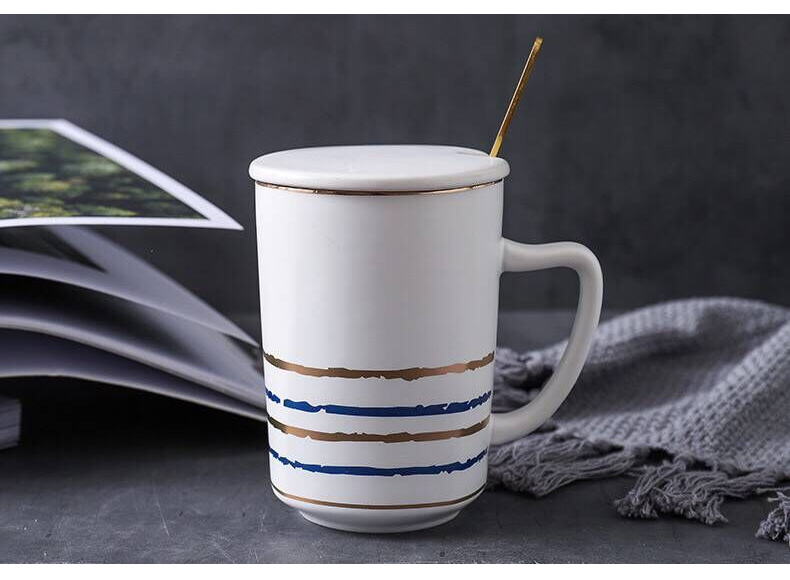 Large capacity British royal of jingdezhen ceramic cup mark cup with cover spoon coffee cup milk cup cup men and women