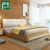 giường da trẻ em da giường đôi 1,8 m hôn nhân giường hiện đại nhỏ gọn master bedroom Bed Bắc Âu Continental tatami giường lưu trữ - Giường