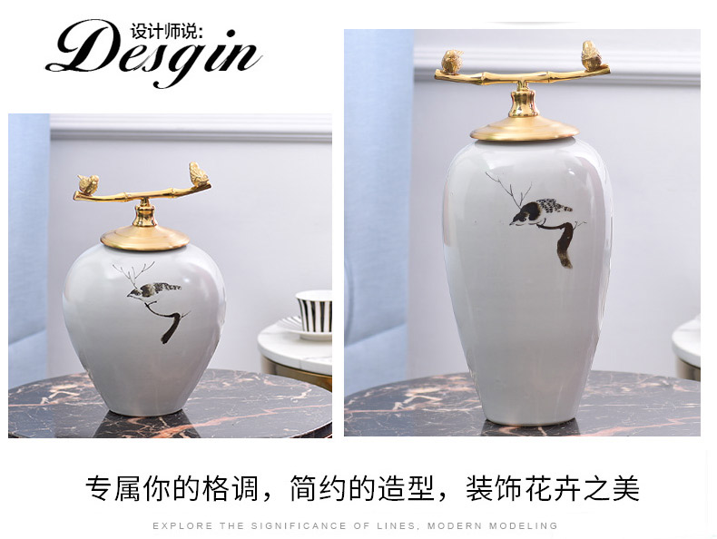 New Chinese style light key-2 luxury furnishing articles ceramic vases, flower arranging New Chinese style household living room TV cabinet soft adornment porch