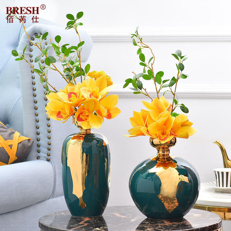 Modern light lavish home Decorative Ceramic Vase Pendulum Pieces of Living Room Flower Flower Water cultured flowers Dry flower table furnishing