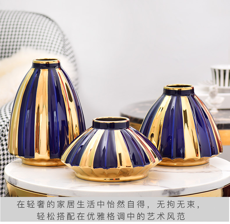 Light ceramic vase key-2 luxury living room TV cabinet wine porch desktop flower arranging household furnish furnishing articles