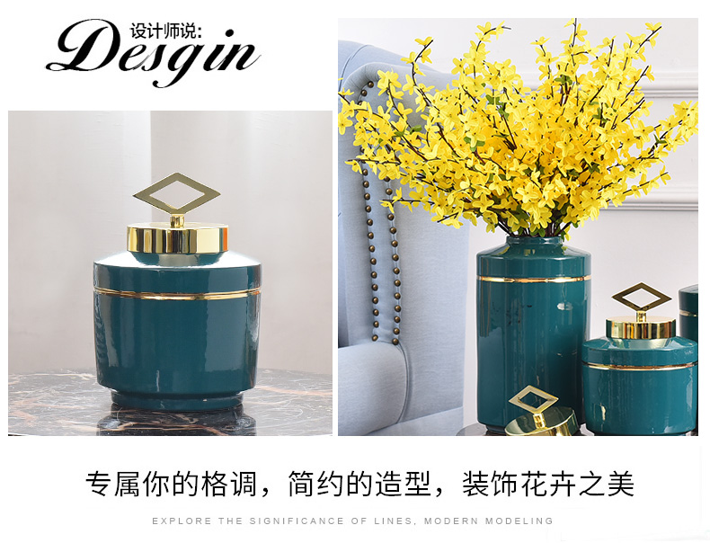 Light European - style key-2 luxury furnishing articles American ceramic vase sitting room TV ark, wine porch decorate household flower arrangement