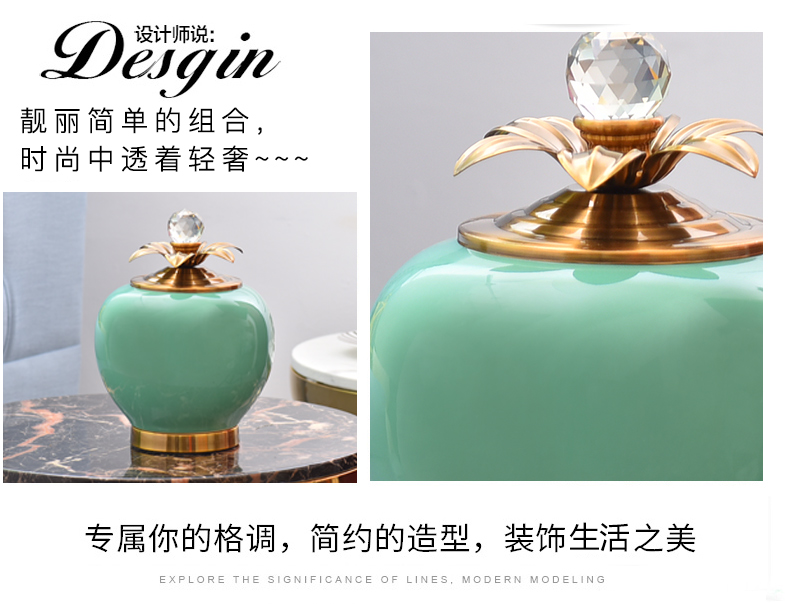 Now contracted sitting room table light key-2 luxury household soft adornment mesa of ceramic vase floral suit furnishing articles