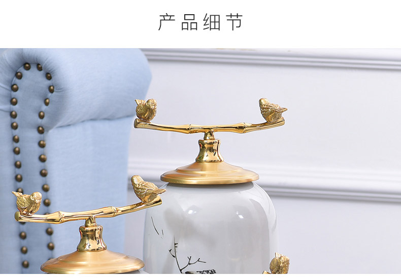 New Chinese style light key-2 luxury furnishing articles ceramic vases, flower arranging New Chinese style household living room TV cabinet soft adornment porch