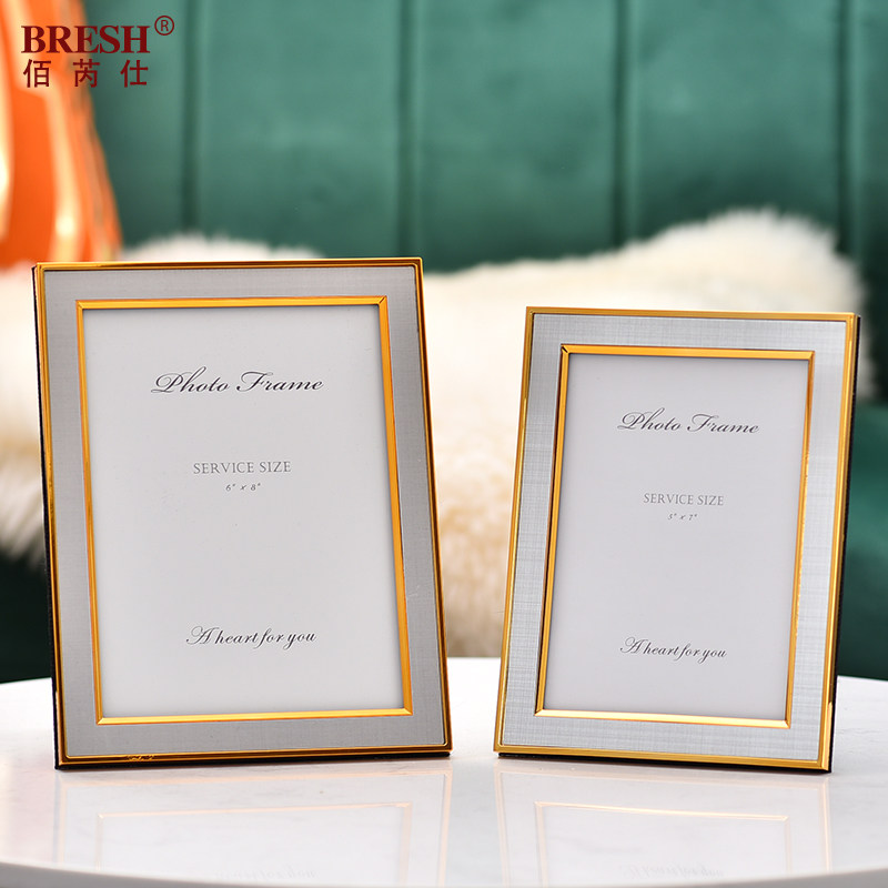 Modern light luxury simple photo frame ornaments Living room bedroom model room decoration table 6 7 8 10 inch photo frame spot