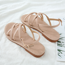 Flat shoes women 2021 new summer students small fresh fashion versatile simple cross-strap Roman sandals
