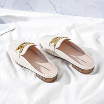 Baotou Half slippers female real leather Outer wear Summer 2022 New Bull Fascia Soft Bottom Cool Tumulus Muller Sloth Shoes