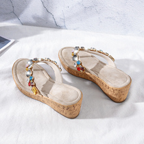 Cool Drag 2022 New female outwear Fashion Thick Bottom Herringbone trailing slopes heel clip slippers High heel sandals