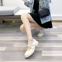 Mary Jean Womens shoes 2022 new spring autumn season round head Inn wind small leather shoes female matching dresses genuine leather coarse heel single shoes
