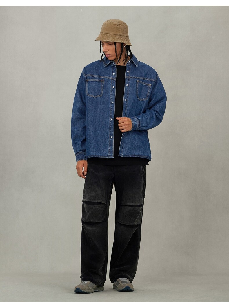 Джинсовая рубашка evisu福神 2025秋新品男商标布贴刺绣牛仔衬衣2eaejm5dl6039rxct