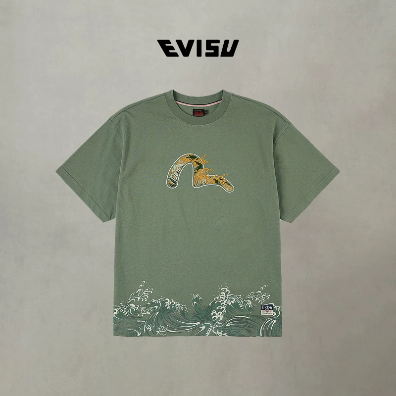 Футболка EVISU Fukushen с волной и чайкой принтом 2EAHTM5TS1176RXCT
