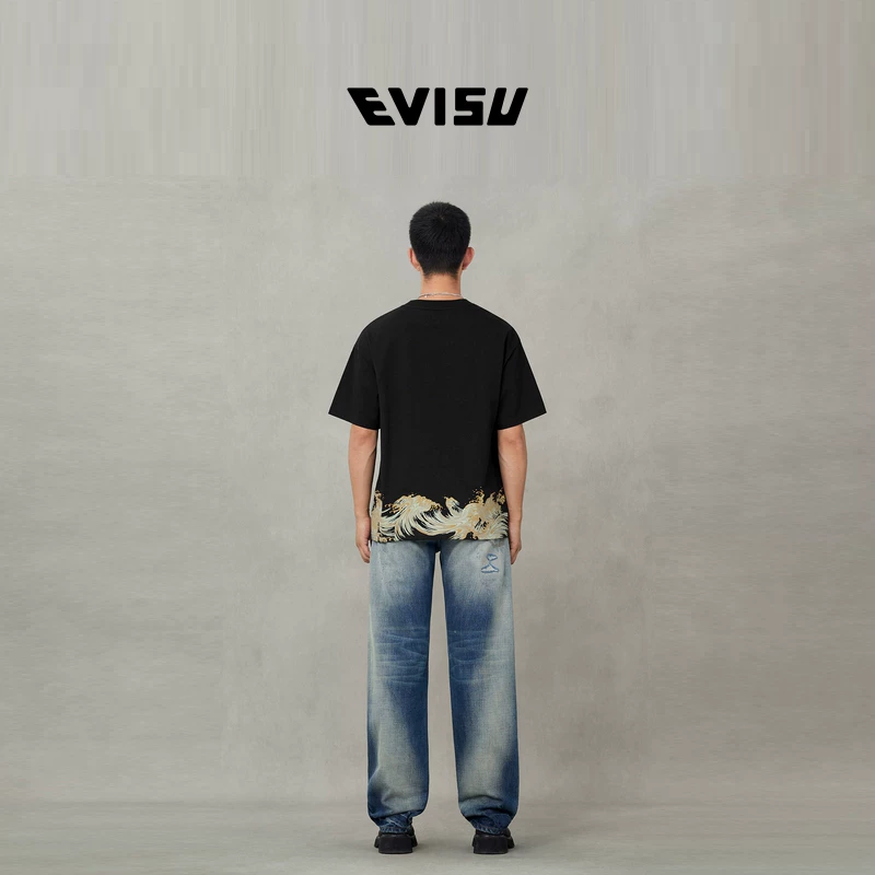 Футболка EVISU Fukushen с волной и чайкой принтом 2EAHTM5TS1176RXCT
