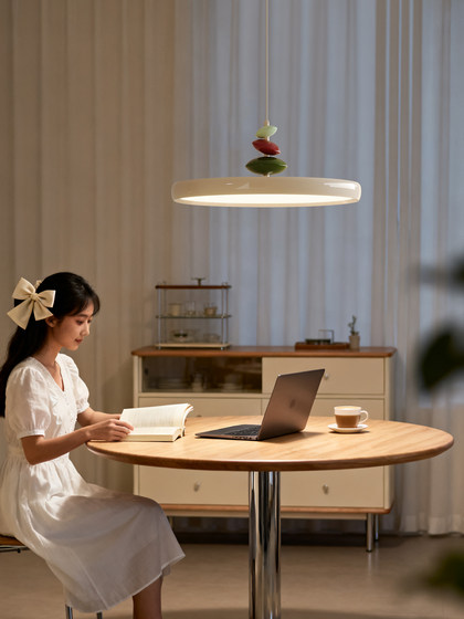 Mingyixuan Ufo Restaurant Lamp Modern Minimalist Flying Saucer Pendant Light Dining Table Home High-End Cream Style m Bean Lamp