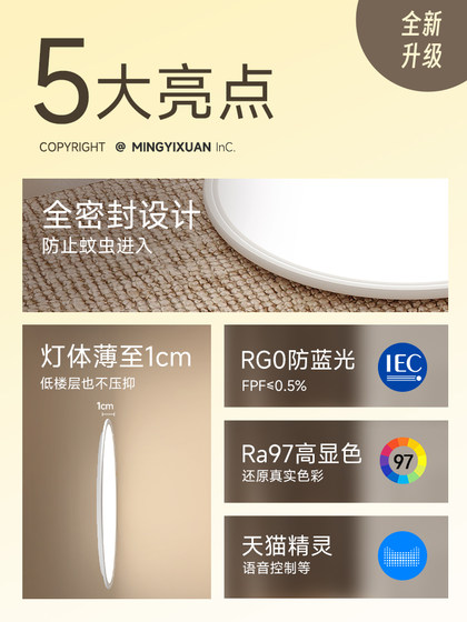 Mingyixuan Ultra-Thin Bedroom Lamp, Simple Modern Designer Style, Round Full-Spectrum Ceiling Lamp for Bedroom and Study Room