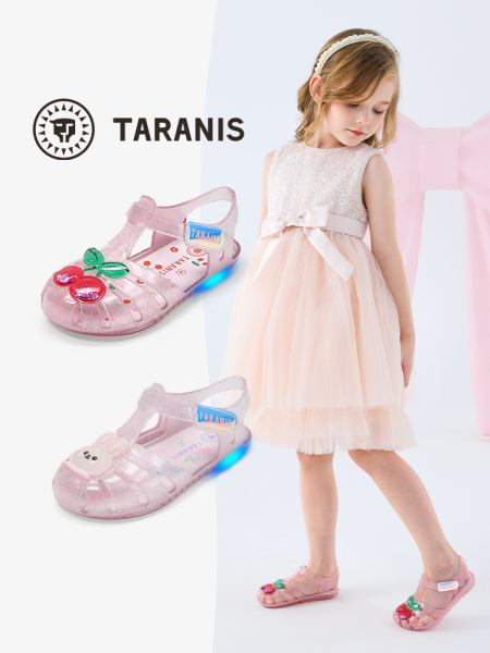 Princess Talannis Flashing Light Shoes, Luminous Crystal Shoes, Jelly Kidsren's Sandals, Soft-Soled Shoes, Girls' Transparent Shoes