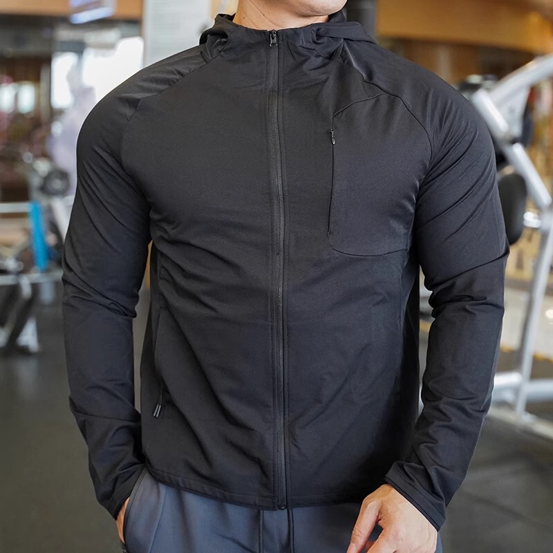 Autumn and Winter Outdoor Sports Zipper Tops for Men's Fitness Training Running Quick-Drying Casual Windproof Hooded Jackets Autumn and Winter Outdoor Sports Zipper Tops for Men's Fitness Training Running Quick-Drying Casual Windproof Hooded Jackets