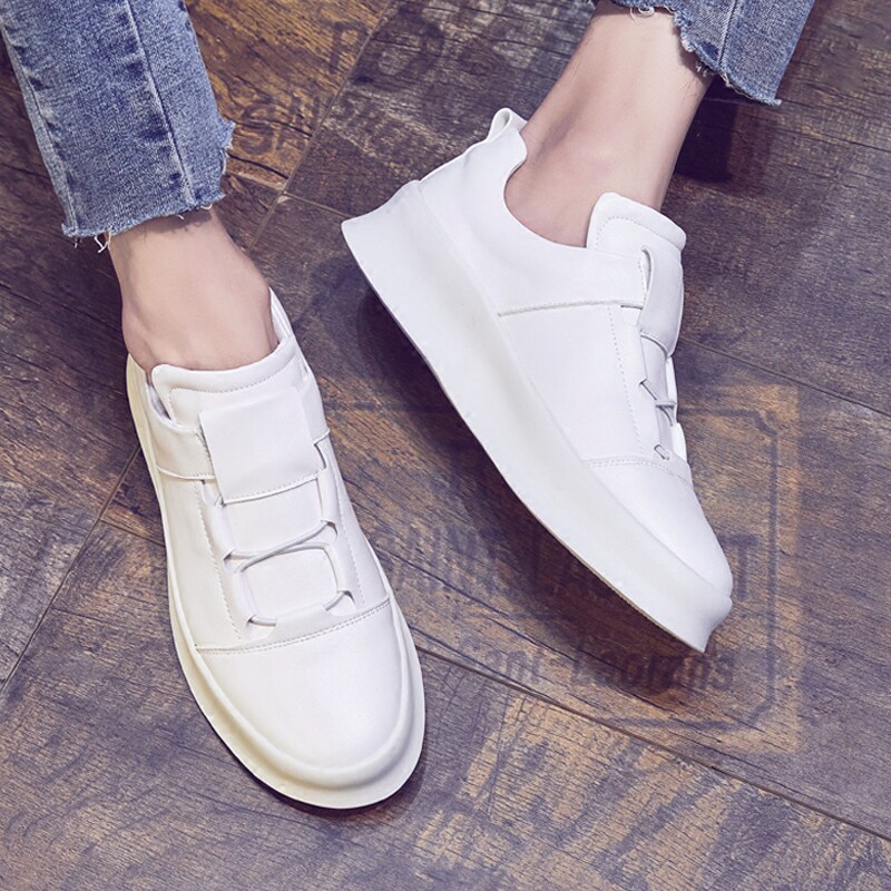 High-end little white shoes men's thick bottom 100 lapped Korean version sails shoes men's summer genuine leather soft bottom breathable heightening white board shoes men 