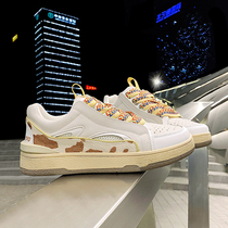 Board shoes Mens design Feeling Small Crowdcolored Lacing Abrasion Resistant Teen Couple Shoes Summer 100 hitch a thick base Little White Shoe Men