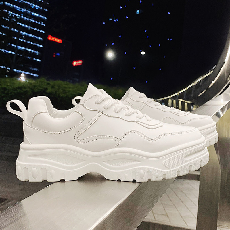 Thick Bottom Small White Shoes Men's Summer New 100 Hitch Old Daddy Shoes Man Surge Inner Heightening Board Shoes Men Design Sensation 