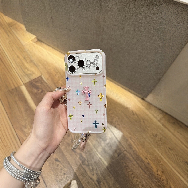 Checkered Chrome Hearts Colorful Cross Phone Case Suitable for Apple 17 Pro Max New Korean-Style Instagram Vibe iPhone 16/15 Niche Creative High-End Feel 14 Full-Cover Anti-Drop Checkered Chrome Hearts Colorful Cross Phone Case Suitable for Apple 17 Pro Max New Korean-Style Instagram Vibe iPhone 16/15 Niche Creative High-End Feel 14 Full-Cover Anti-Drop