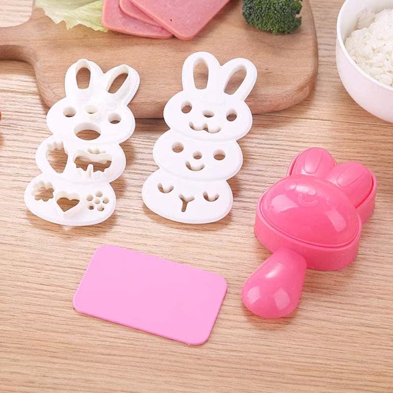 Japanese Creative Kitchen Rabbit Meal MOLDS Grinding Tools Cartoon Sushi Sushi Boxed in mold suit with expression Decorative Embossing Plate