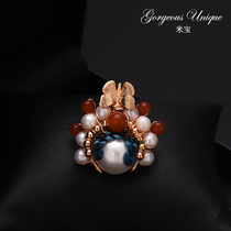 Designer National style corsage knife Ma Dan Peking Opera facial makeup handmade custom pearl brooch personalized creative accessories