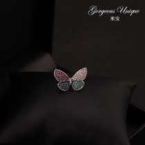 0359 exquisite cute colored butterfly anti-light small neckline shirt jacket fixed button lady suit brooch