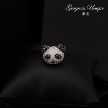 0550 cute panda animal small brooch female v collar anti-light fixed button shirt collar accessories