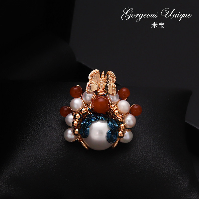 Designer Style Chest Flower Knife Matan Peking Opera Facebook Handmade Custom Pearl Brooch Personality Creative Accessories