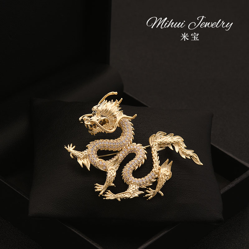 Chinese wind dragon year upscale Xiangrilong accessories accessories for men and women in suits and suits big clothes Don't pin solid chest floral temperament blazing badges-Taobao