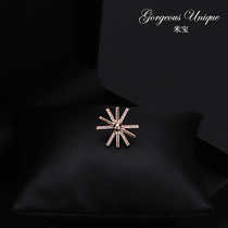 Geometric abstract sunflower Korea minimalist collar pin neckline fixed clothes high quality zircon brooch corsage