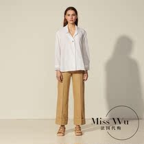 Sandro Farpa2021 summer new commuter Joker lace cut-out lace top solid color shirt