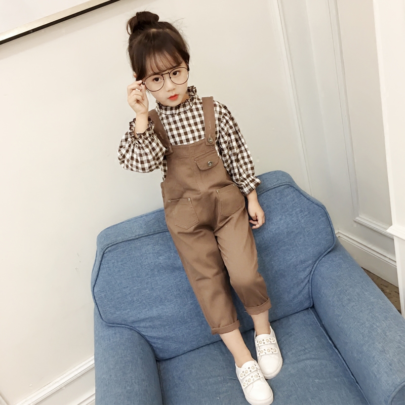 Quần áo 4 trẻ em 5 cô gái mùa thu 2018 mới 6 quần yếm hai bộ 7 thời trang 8 khí ngoại 9 cô gái 10 tuổi quần áo trẻ em mùa thu đông