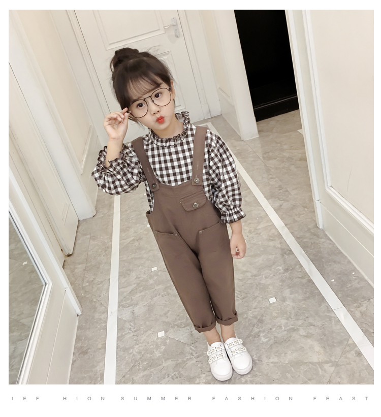 Quần áo 4 trẻ em 5 cô gái mùa thu 2018 mới 6 quần yếm hai bộ 7 thời trang 8 khí ngoại 9 cô gái 10 tuổi quần áo trẻ em mùa thu đông