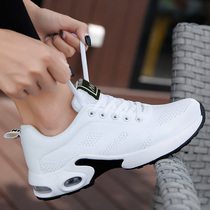 White square dancing shoes four seasons with men and women dance shoes soft soled aerobics shoes Net Red Sports ghost step dance shoes