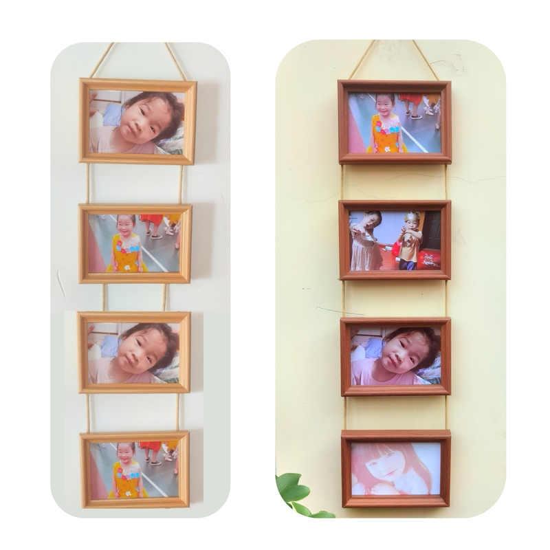 Wooden Photo Frame 678inch Wood Grain Coffee Color Wall-Mounted Picture Frame Wooden Four-Piece Set Baby Frame Family Portrait