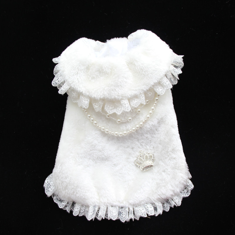 Imitation day single white fur coat pet clothes pet Teddy dog ​​clothes pet winter fur collar